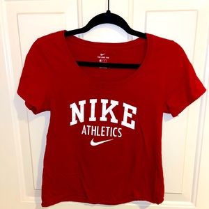 Red cropped Nike Athletics Tee